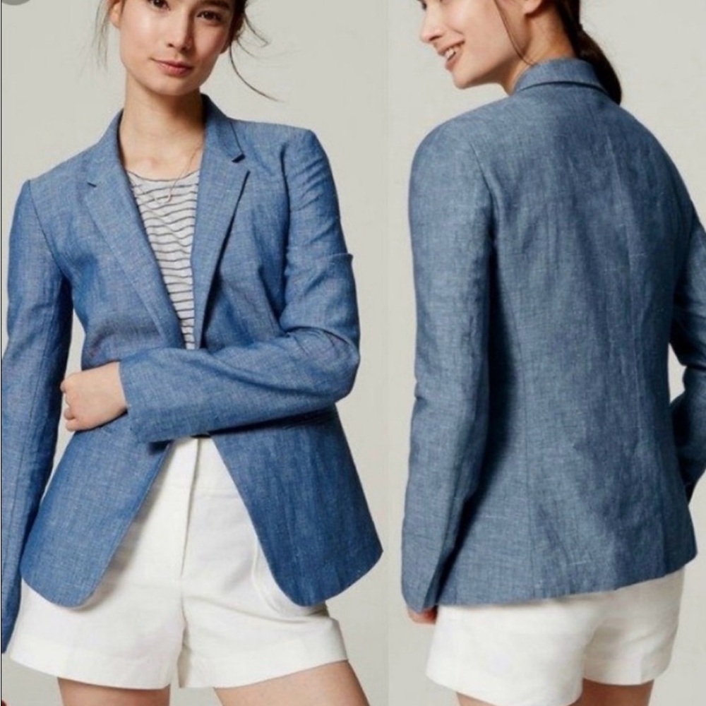 Loft chambray linen blazer size 6
